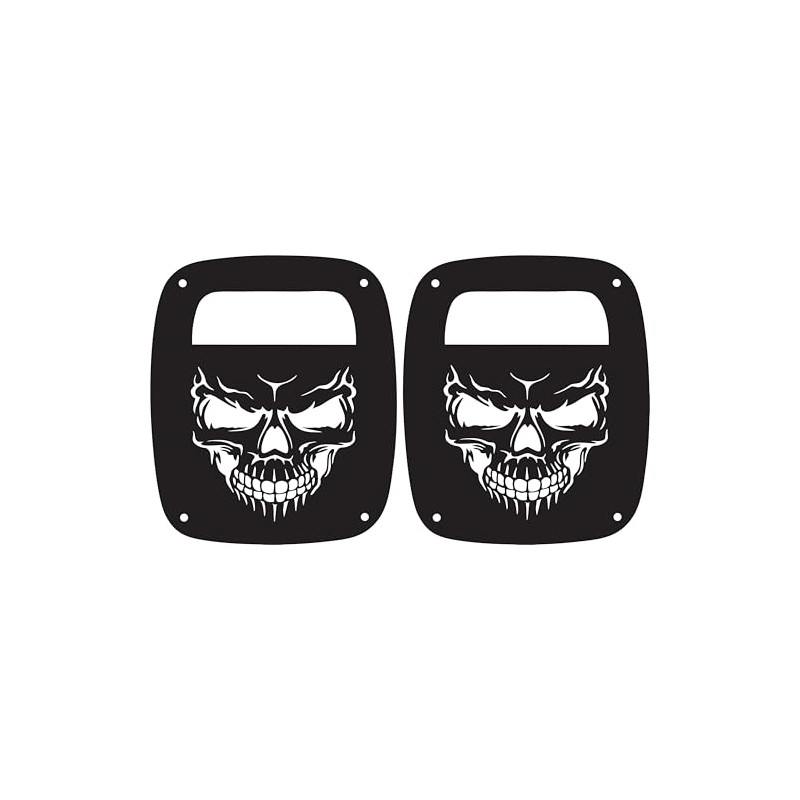 JeepTails Skull Face Tail lamp Light Covers Compatible with Jeep