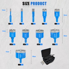Diamond Hole Saw Kit with Pilot Bit, ZNXIMER Tile Hole Saw with Center Drill Bit for Marble, Granite, Ceramic, Porcelain Tile and More Drilling (K1-6/10/12/20/25/30/35/40/45/50MM)