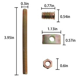 Caishun 6PCS Furniture 4-in-1 Connector Fittings M8x100mm Gold Wardrobe Cabinet Screw Fittings Bed Assembly Fasteners for Bed Frames Cabinets Tables Bunk Beds
