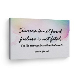 Smile Art Design Success is not final failure is not fatal: it is the courage to continue that counts Winston Churchill Canvas Print Motivational Inspirational Quote Wall Art Decor Ready to Hang 11x17