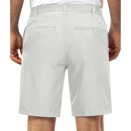 33,000ft Mens Golf Shorts 9 inch Inseam Quick Dry Elastic Waist Classic-Fit Drawstring Dress Shorts Hiking Fishing Business Light Grey