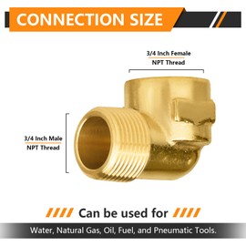 5-PCs HeSun Brass Pipe Fitting, 3/4" NPT Male x 3/4" NPT Female 90-Degree Barstock Street Elbow