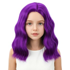 Peluca De Color Púrpura Oscuro Para Niñas Peluca Corta De Parte Lateral Morada Para Niños Peluca Ondulada Rizada Púrpura Corta Para Niño Peluca