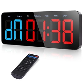 Large Sports Timer, Interval Timer with Remote Control, Clock Function, Beat Function, Stopwatch, USB-C Power, Wall Mounted, Built-in TABATA/EMOM/HIIT Mode, Training, Digital Timer, Challenge