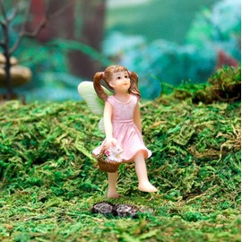 NW Wholesaler Fairy with Bunny Basket - Miniature Fairy Figurine for Fairy Gardens and Garden Decor