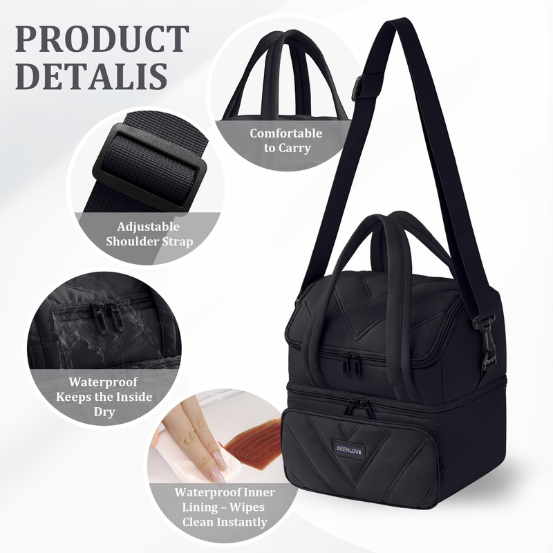 Lunch Box for Women 12L Double Deck Insulated Lunch Bag