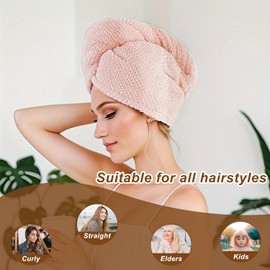 Toalla de microfibra suave para secado de cabello, paquete de 5 turbantes elásticos para cabello de secado rápido, ideal para mujeres, cabello rizado y húmedo