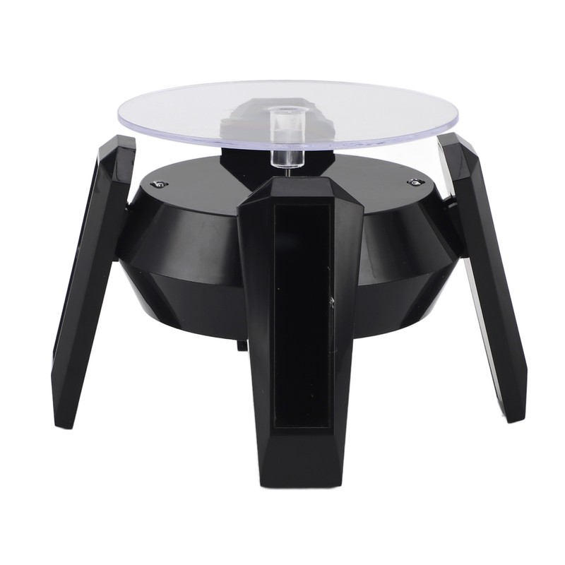 LED Jewelry Display Turntable Solar Powered Rotating Stand Blue Led