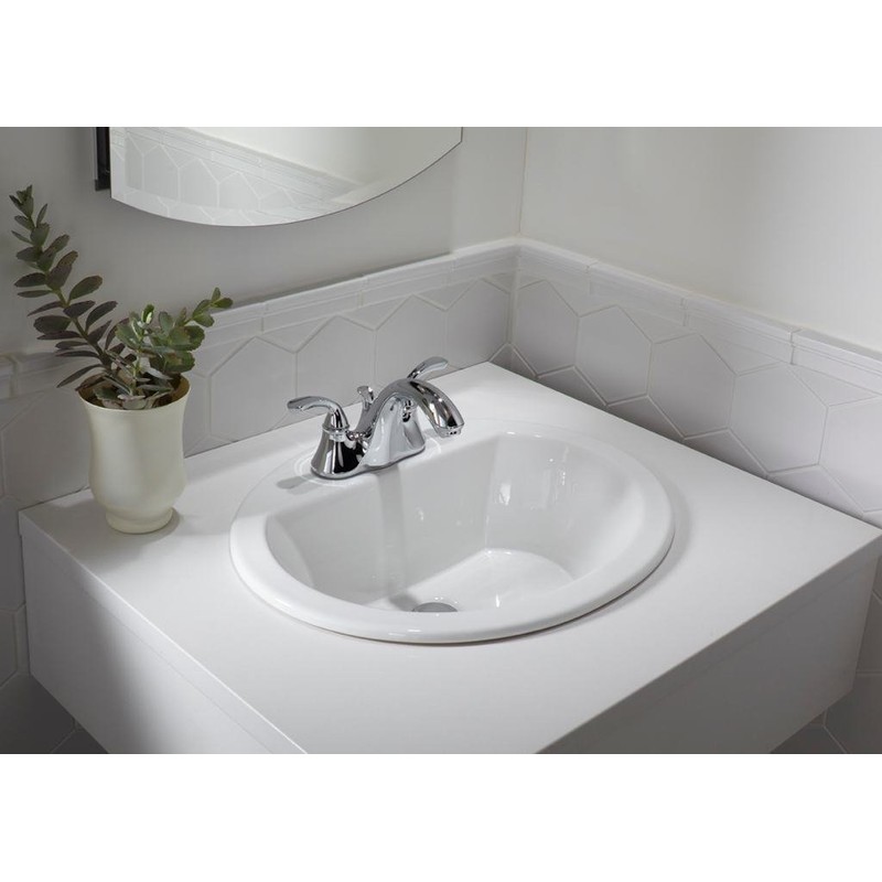 KINGSMAN 19 Inch Durable Round Topmount/Self Rimming/Drop In Vitreous Ceramic