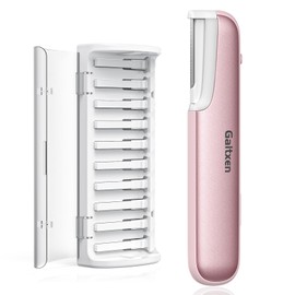 Dermaplaning Tool for Women Pink - Facial Exfoliation & Peach Fuzz Hair Removal with Rechargeable Sonic Edge Technology, 10 Refill Blades