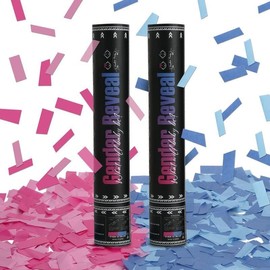 Gender Reveal Blue Confetti Cannon,  Biodegradable Navy and Blue Tissue Confetti Poppers for Boy  Shower Party Favors, 2 PK (12 in) - Colour: Blue(1)+pink(1)