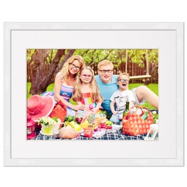 Poster Palooza A3 11.7x16.5 A3 Frame White Solid Pine Wood Picture Frame - UV Acrylic Plexiglass, Foam Board Backing & Hanging Hardware Included
