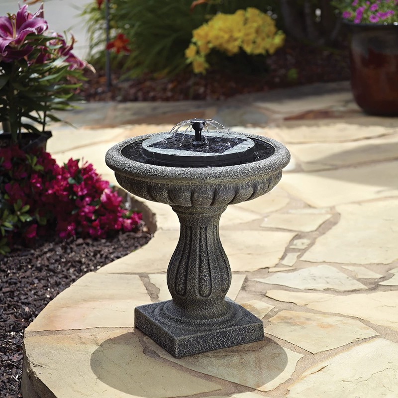 Smart Living 21300R01 AquaNura Bubbler Birdbath, Grey