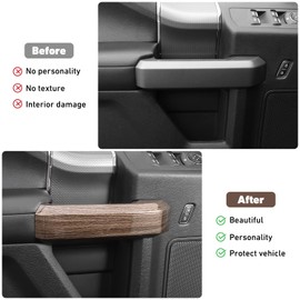 Linskip Interior Door Handle Cover Compatible with Ford F-150 2015 2016 2017 2018 2019 2020, F150 Door Handle Cover Trim, F150 Interior Accessories 4Pcs(wood grain)
