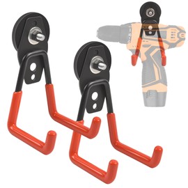 Pack of 2 Magnetic Hooks, 43 mm Magnetic Hooks, Extra Strong, Neodymium Magnet with Hook, Extra Strong for Hanging, Magnetic Hook with Non-Slip Coating for Metal Cabinets, Tools, Cordless Drills
