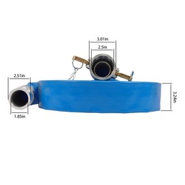 HOSTIC 2" x 100ft PVC Lay Flat Discharge Hose With Aluminum Camlock C and E Fittings, Heavy Duty Reinforced Pump Backwash Hose