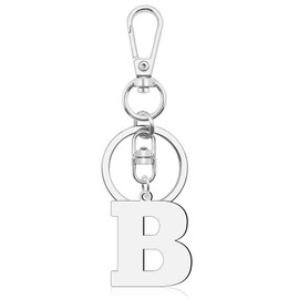 Initial B Silver Keychain Monogrammed Gift for Women Men Initials a to Z Letter Key Chain Alphabet Gift for Boyfriend Girlfriend Birthday Gift for Sisters Mom Daughter Son Christmas Gift for Grandson
