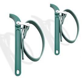 ZYQUES 2 Piece Strap Wrench Set, Oil Filter Wrench Adjustable 12" & 9" Oil Filter Removal Tool Forged Steel Plumbing Wrench for Pipe Plumbers, Jar Opener