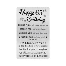 MOQIYXL Happy 65th Birthday Card for Men Women, Small Engraved Wallet Card for 65 Year Old Birthday Gifts