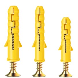 100-Piece ​Wall Plugs & Screws Set | M6 * 30/M6 * 40/M8 * 40 ​Plugs in Plastic Box | ​Coloured Zinc Plated Fixings for Masonry & Concrete for Brick, Concrete, Masonry, Drywall