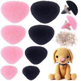 VARMDUKKE 64Pcs Plastic Safety Noses with Washers, Pink Black Crochet Flocking Animals Noses, 4.3''/ 5.9''/ 6.69''/ 7.08'' Fluff Noses for Craft Doll, Puppet