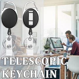 KINDOYO Pack of 4 Retractable ID Card Holder Lanyard Extendable ID Card with Key Ring, ID Card Badge Clips for Keys, Card Holder and Belt Clip