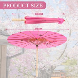 Bestage 33" Pink Flower Silk Cloth Decoration Handmade Parasol Umbrella Chinese Japanese Asian DIY Art Dance Classical Umbrella for Wedding Parties Photography Costumes Cosplay (Pink)