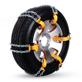 AUTOXBERT 6PCS Snow Chains B-2 Emergency for Cars SUV Trucks, Anti-Skid Winter Tire Traction Chain Automatic Tightener Kit - Tire Width 205-235mm