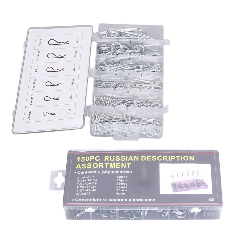 150PCS Cotter Pins, Galvanized Steel R Shaped Trailer Hitch Pins