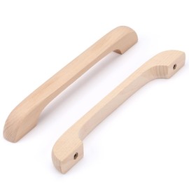 SYZOW 6 Pack Wooden Kitchen Cabinet Handles, 160mm Hole Centers, Wooden Drawer Pull Kitchen Cupboard Handles (Wood B)