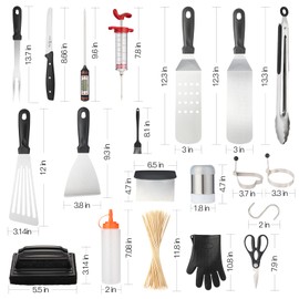 Yewkoisl Griddle Accessories Kit,Flat Top Grill Tools for Beginners with Enlarged Spatulas&Thermometer,Griddle Accessories for Outdoor Cooking, Camping,Hibachi&Tailgating with Storage Bag