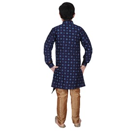 Pro-Ethic Style Developer Conjuntos de Kurta de seda étnica india con estampado floral para niños, paquete de 1 (S-139), Azul marino, 5-6 Años