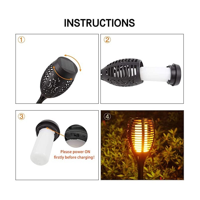 Solar Torch Light with Flickering Flame, 6 Pack Torches Solar