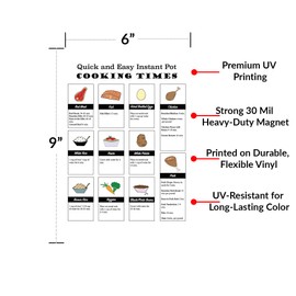 Instant Pot Cooking Times Magnet 6x9 in – Pressure Cooker Cooking Chart & Kitchen Conversion Guide – Waterproof Heavy-Duty Fridge Magnet – Instant Pot Accessories for Easy Meals