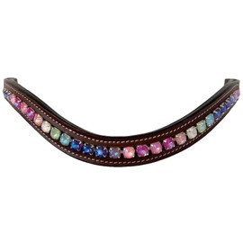 Equitem Ariana Rainbow Crystal Bling Wave Leather English Browband (Oak Bark, X-Full 17")