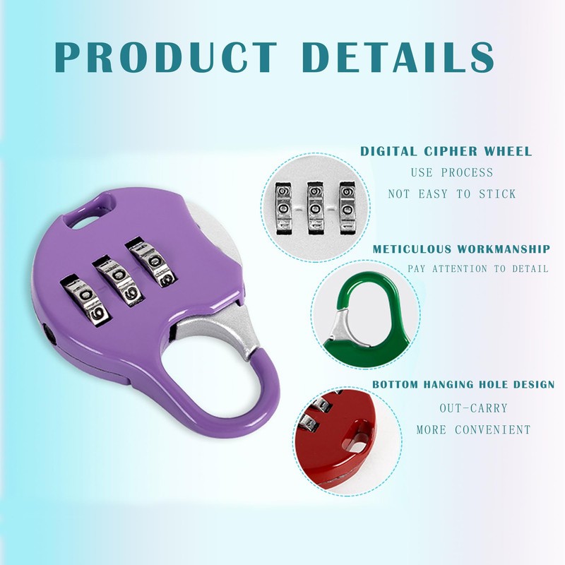 Pack of 8 Mini Padlock Suitcase Lock with Combination Code