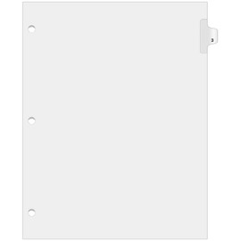 Exhibitindexes® Side Number Tabs - 3 Hole Punched for Standard Ring Binder, AVE Style Bold Font Tabs - Pack of 25