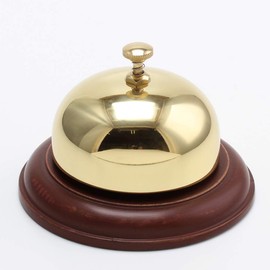 Hotel Bell WOOD LIH220-PB Hotel Bell with Wooden Stand (Brass Hop Bell Hotel Call Bell) Commercial Tabletop Counter Bell (Cannalship Original Select)