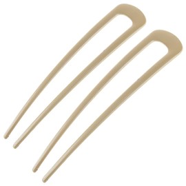 INCAUCA 2 Pack Simple Metal U Shaped Hairpins, French Style Hair Pins for Women Girl, Hair Stick Forks, Hair Styling Pins for Updo Buns, 2 Prong Tortoise Shell U Shaped Hair Pin Chignon (Gold)