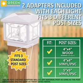 GreenLighting Geometric Square Solar Post Cap Lights Fits 4x4 Wood, 4x4 & 5x5 PCV/Vinyl Outdoor Solar Powered Post Cap Light, Fence Post, Landscaping, Deck, Garden- Bright LED, Waterproof White 8 Pack
