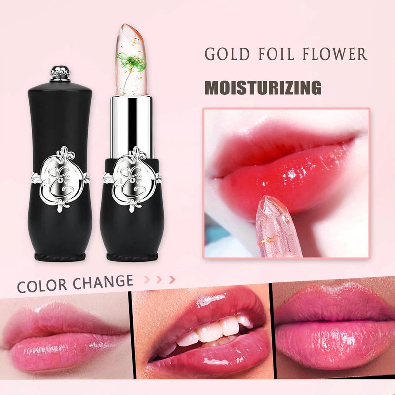 firstfly firstfly Pack of 6 Crystal Flower Jelly Lipstick, Long