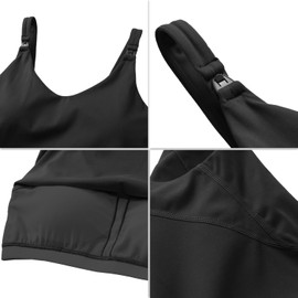 Gowjog Maternity Nursing Bra Nursing Top Women's Nursing Sports Bra U-Back Tank Top Yoga Workout Fitness Running Bra for Time During and After Pregnancy, black