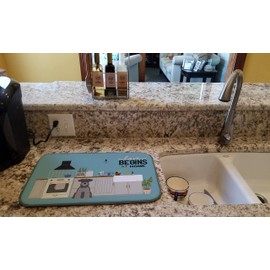 Caroline's Treasures CK7756DDM Black Silver Miniature Schnauzer Kitchen Scene Dish Drying Mat Absorbent Dish Drying Mat Pad for Kitchen Counter Dish Drainer Mat for Countertop, 14 x 21", Multicolor