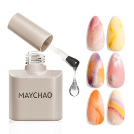 MAYCHAO Blooming Gel and No Wipe Gel Top Coat Nail Polish Set, for Spreading Effect Marble Natural Stone Watercolor Floral Print Nail Art Painting