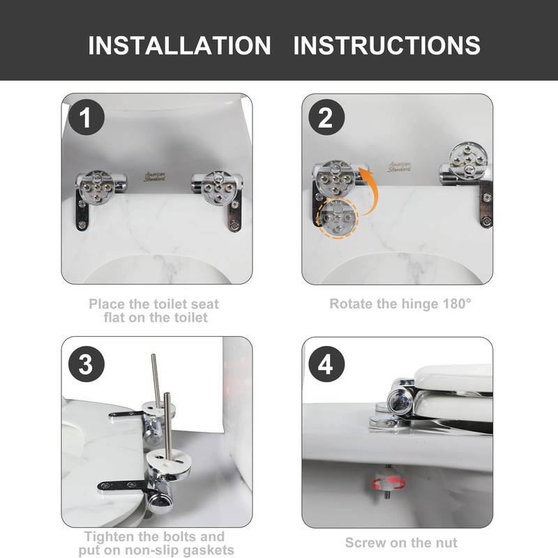 Angel Shield Marble Toilet Seat Durable Molded Wood with Quiet