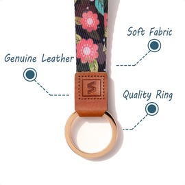 SENLLY Neck Strap Lanyard Strip with Genuine Leather for Keys, ID Badge Card Holder, License Holder, Mobile Phones