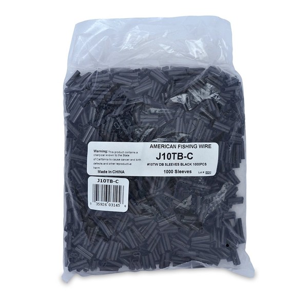 American Fishing Wire Thin Wall Double Barrel Crimp Sleeves, Black Color, Size 8T, 0.065 -Inch Inside Diameter, 1000-Pieces