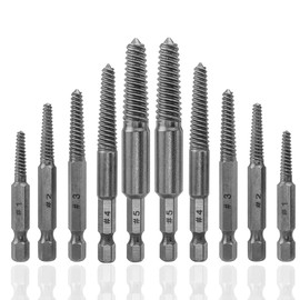 HaoTrade 10 Pieces Broken Screw Extractor Drill Bits, Damaged Screw Remover Set, 1/4" Hex Shank Screw Bolt Removal Tool, Easy Out Broken Screws Extractor Kit for Removing Stripped Bolts, Studs