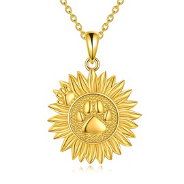 YFN Dog Mom Sterling Silver Paw Pendant Necklace Gold Plated Puppy Paw Print Jewelry Gifts for Women