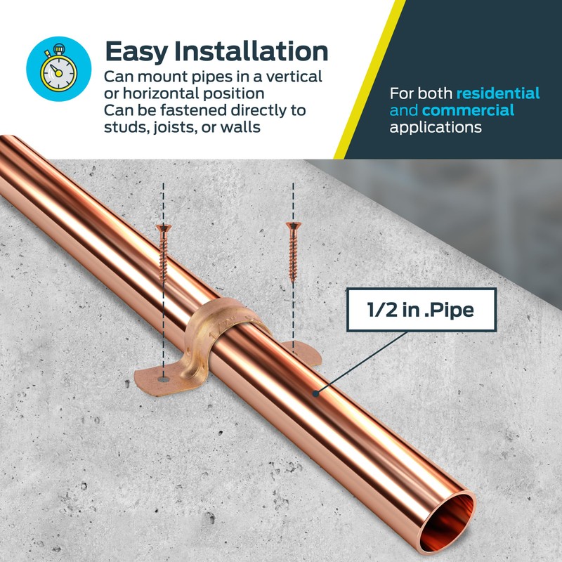 HoldRite 1/2 Inch Copper 2-Hole Strap, 50 Pack, Pipe Support,
